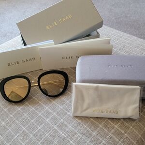 Elie Saab Black and Gold Sunglasses